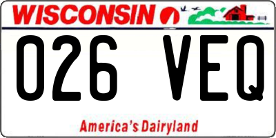 WI license plate 026VEQ