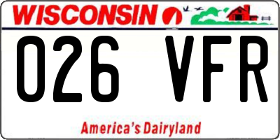 WI license plate 026VFR