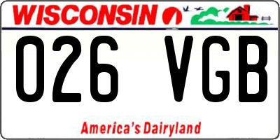 WI license plate 026VGB