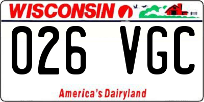 WI license plate 026VGC