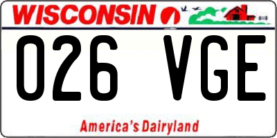 WI license plate 026VGE