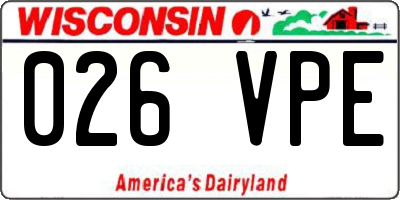WI license plate 026VPE