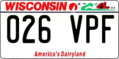 WI license plate 026VPF