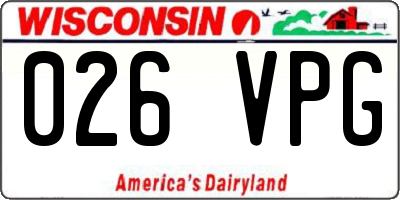 WI license plate 026VPG