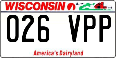 WI license plate 026VPP