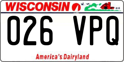 WI license plate 026VPQ