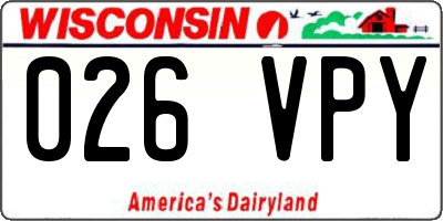 WI license plate 026VPY