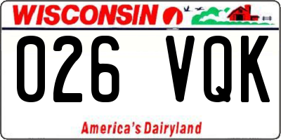 WI license plate 026VQK