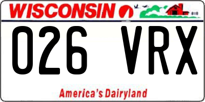 WI license plate 026VRX