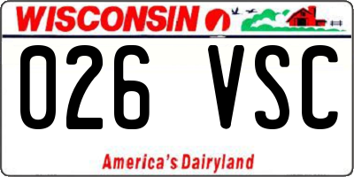 WI license plate 026VSC