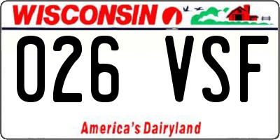 WI license plate 026VSF