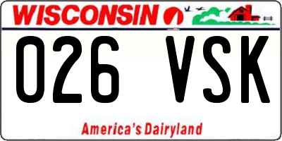 WI license plate 026VSK
