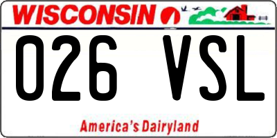 WI license plate 026VSL