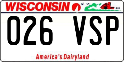 WI license plate 026VSP