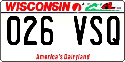 WI license plate 026VSQ