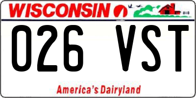 WI license plate 026VST