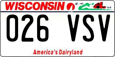 WI license plate 026VSV