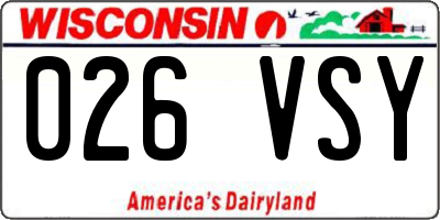 WI license plate 026VSY