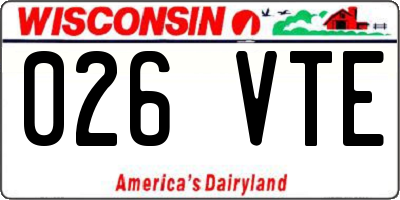 WI license plate 026VTE