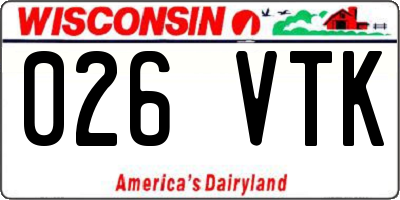 WI license plate 026VTK