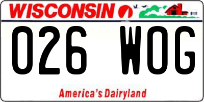 WI license plate 026WOG