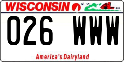 WI license plate 026WWW