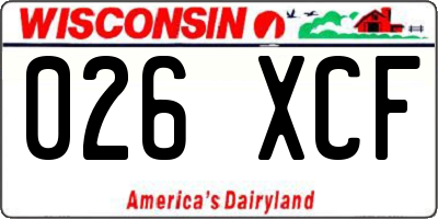 WI license plate 026XCF