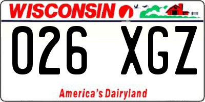 WI license plate 026XGZ