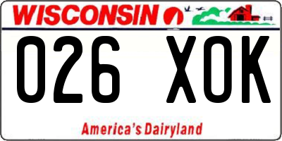 WI license plate 026XOK