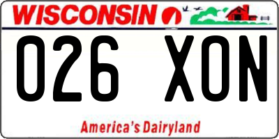 WI license plate 026XON
