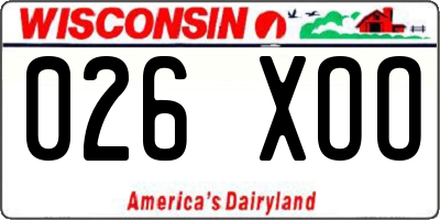 WI license plate 026XOO