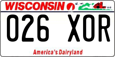 WI license plate 026XOR