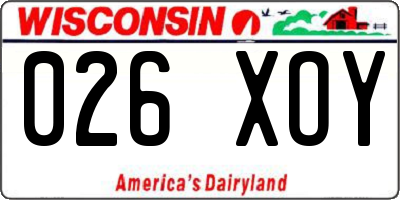 WI license plate 026XOY