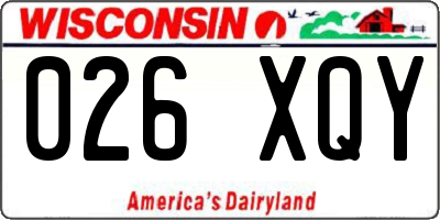 WI license plate 026XQY