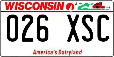 WI license plate 026XSC