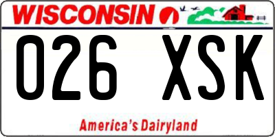 WI license plate 026XSK