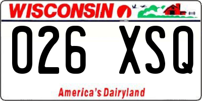 WI license plate 026XSQ