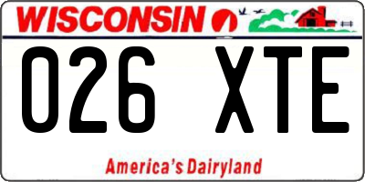 WI license plate 026XTE