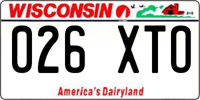 WI license plate 026XTO