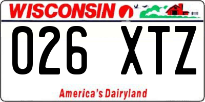 WI license plate 026XTZ