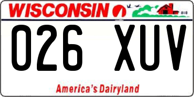 WI license plate 026XUV