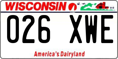 WI license plate 026XWE