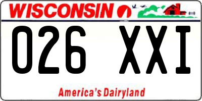 WI license plate 026XXI