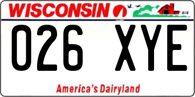 WI license plate 026XYE
