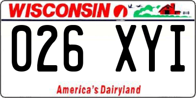 WI license plate 026XYI