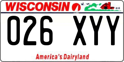 WI license plate 026XYY