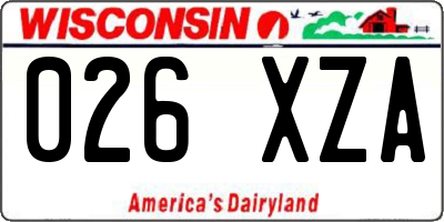 WI license plate 026XZA