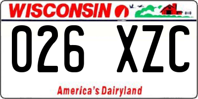 WI license plate 026XZC