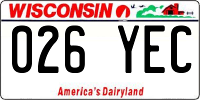 WI license plate 026YEC