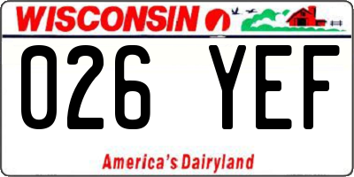 WI license plate 026YEF